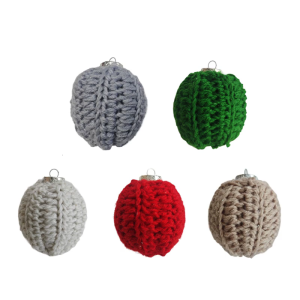 Pack Of 2 Festival Knitted Christmas Decorations 6CM Soft Polyester Crafted Ornament For Tree Home Gift for Party