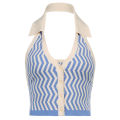 bikini top summer Striped Knitted Sleeveless tank top Halter Lapel backless Top. 