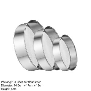 3in1 set flour sifter for baking fine mesh sifter 3pcs strainer fine mesh sieve strainer sieve container sieve filter powdered sugar sifter flour strainer stainless sieve mesh laboratory strainer stainless for drain strainer stainless for baking tools