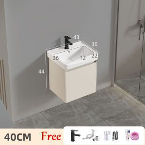 Modern Cream Aluminum Bathroom Sinks Cabinet Basin Set Ceramic Bathroom Sink (Equipped with faucet and accessories)
