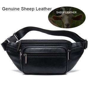 EDERN กระเป๋าคาดเอวหนังแกะแท้สำหรับผู้ชายผู้หญิงกระเป๋าคาดหน้าอกหนังแพะนุ่มกระเป๋าสะพายข้างลำลองแฟชั่นโทรศัพท์ Fanny Pack กระเป๋าสลิง