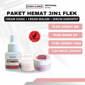 Yonglow Skincare Paket 3in1 Serum Darkspot Day Cream Siang Night Cream Malam Serum Flek Hitam BPOM