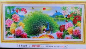 Tranh đính đá Chim công Vợ chồng tuyệt đẹp (về tự đính) DD9699