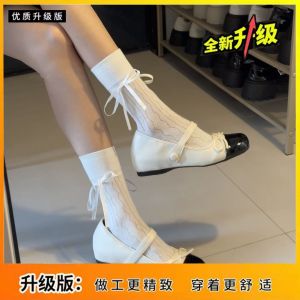 Free Shipping Round-Toe Retro Chunky Heel Shoes For Women 2026 New Autumn/Winter Collection Versatile With Dresses Shallow-Mouth Flats Lace