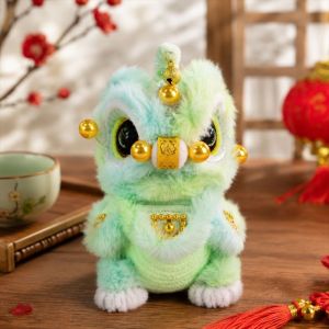 JITEN Handmade Lion Dance Plush Toy Traditional Cute Lion Dance Ornament Cultural Heritage Festive Atmosphere Chinese New Year Decoration Car Decoration