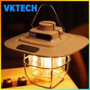 Vintage Style LED Lantern with Dimmable Brightness and Hanging Hook for Camping and Outdoor Activities