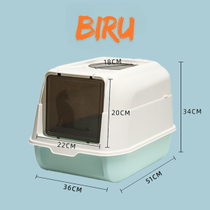 Cat litter box large toilet kucing tertutup full pintu atas dan bawah