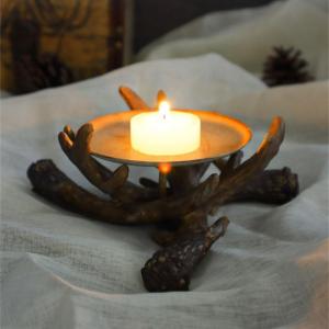 เชิงเทียนสไตล์บ้านไร่เขากวางเขากวางเขากวางของขวัญถ้วยใส่เทียน