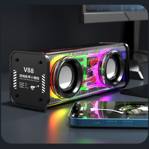 高级音响v88网红透明机甲赛博朋克蓝牙音箱双喇叭大桌面音响蓝牙
