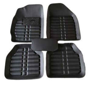 SOARFLY Universal PU Leather Car Floor Mats - 5pcs Set Front & Rear Compatible Spaghetti Design Fits Most Cars