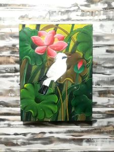 Lukisan panel burung dan bunga