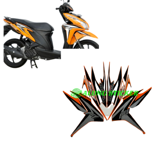 STIKER STRIPING LIS LES BODY MOTOR HONDA VARIO TECHNO 125 FI 2012 WARNA ORANGE 1SET STANDAR