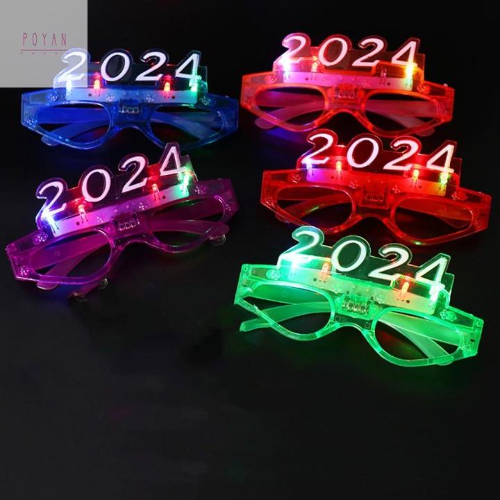 POYAN 2024 Year 2024 Glowing Glasses LED Glowing LED Flashing 2024