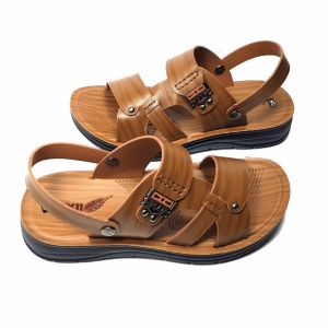 [ SALE 50% ] Dép nam da bò dép quai ngang dép da nam cực mềm êm đế được làm từ cao su biến tính cực mềm dẻo đường keo sắc nét tinh tế