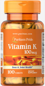 Puritans Pride Vitamin K 100 mcg / 100 Tablets / Item #003070