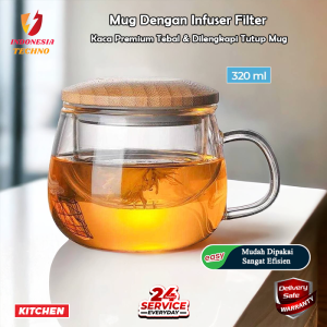 Gelas Cangkir Teh Kaca Tahan Panas Tea Cup Mug dengan Saringan Infuser Gelas Saringan Kaca Aesthetic Unik Gelas Cangkir Saring Tahan Panas Seduh Herbal Rempah Teh TD-DA One Two Cups Gelas Cangkir Teh Tea Cup Mug with Infuser Filter - C225 [Gratis Packing]