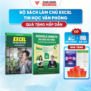 Combo 2 Cuốn Sách Excel Và Google Sheet ĐÀO TẠO TIN HỌC Chuyên Ứng Dụng Văn Phòng Kèm Video Bài Giảng + Tặng 101 Phím Tắt + Bảng Hàm + Bao Lì Xì