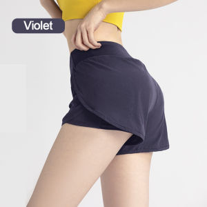 FUYOGI Fake Two Pieces Yoga Shorts Quick-Drying Running Fitness Pants Women