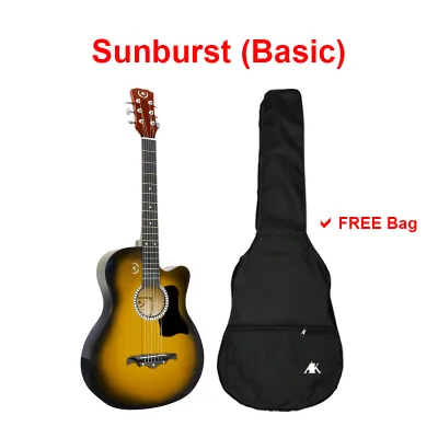 AK Guitar - 38 Inch Acoustic Guitar AK-011C (FREE BAG & TRUSS ROD) + Accessories Set | Gitar Akustik Gitar Kecil Murah Cutaway