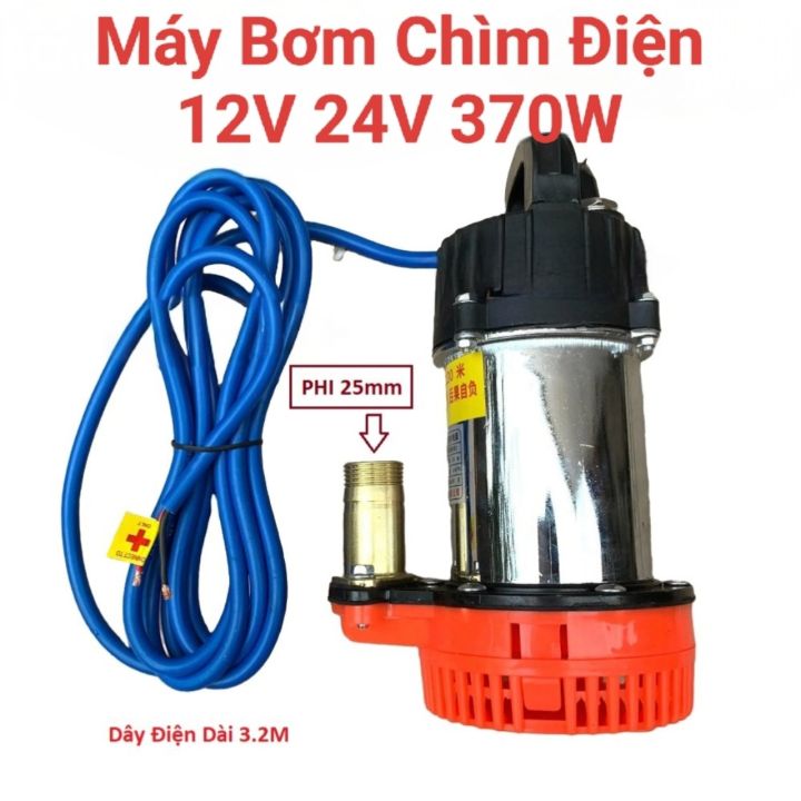 Máy Bơm Chìm Điện DC 12V 24V 370W Siêu Khỏe Cánh Inox 304 Hàng Dây Đồng ...