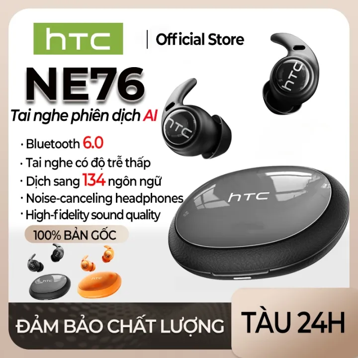 HTC NE76 AI Translation Tai nghe Bluetooth 6.0, tai nghe ASMR hỗ trợ giấc ngủ, dịch thuật thời gian thực, khử tiếng ồn, chất lượng âm thanh HiFi độ nét cao, giảm nhiễu cuộc gọi và tích hợp micro | BigBuy360 - bigbuy360.vn