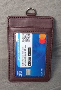 Leather Staff Neck Badge ID Credit Card Holder Leather Name tag Holder with lanyard
