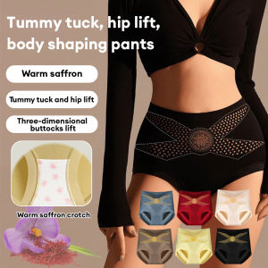 Seamless Tummy-Lifting Panties for Women/High Waist Tummy-Lifting Strong Buttocks-Lifting and Shaping Postpartum Ice Silk Hip-Lifting Pants/Thin Summer Style 爆款无痕蚕丝蛋白交叉收腹内裤