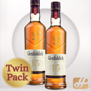 [TWIN PACK] Glenfiddich 15 Years 70cl 40%: Solera Vat Maturation and Warm Spice  Bundle of 2 Promotion