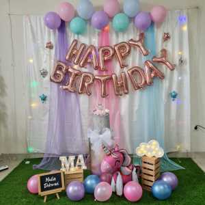 Backdrop Dekorasi Ulang Tahun Happy Birthday 1 set paket Tirai Pesta Anak Paket Un1corn