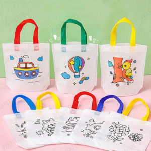 UMI DIY Creative Cartoon Sand Painting Canvas Art Kids Kindergarten Handmade Colour Graffiti Eco Bag Lukisan Pasir 儿童沙画
