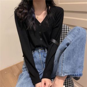 SG stock】Knitted Cardigan Women Cargigans Botton Sweater Casual Plain Long Sleeve Top /KC01