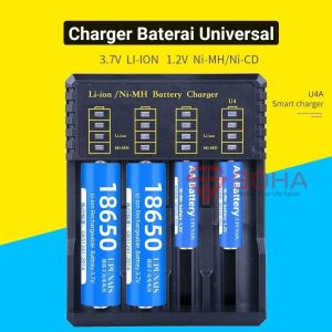 CHB-010 Charger Universal 4 Slot Kabel USB Type C Casan batre 18650 3.7V 1.2V AA AAA 18650 21700 26650