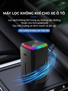 Máy lọc không khí cho xe ô tô | - Thiết kế nhỏ gọn | - Đèn LED nhiều màu sắc | - Tạo luồng không khí sạch | - Giảm mùi hôi và formaldehyde | - Phù hợp với không gian xe hơi