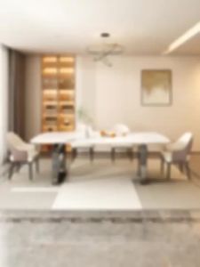 Dining Table Super Crystal Stone Household Rectangular Stone Plate Dining Table Italian Light Luxury Microlite Natural Marble Dining Table Luxury Stone