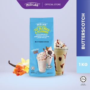 MIX-LAH Halal Butterscotch Ice Blended Milkshake Powder - Sugar-Free 1kg Single Pack