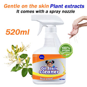 Oil Stain Cleaner Removal 520ml - Powerful Kitchen Cleaner Spray Multi Purpose Oil Stain Remover & Grease Cleaner Non-Toxic Cleaning Solution for Pots Countertops Appliances Fast Acting Foam Bubble Degreaser