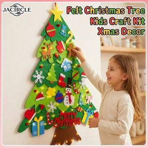 JACIRCLE Felt Christmas Tree Wall Hanging Ornament DIY Kids Craft Kit Xmas Decor Handmade Gift Toy Set Reusable
