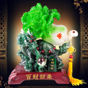 Tượng Phong Thủy Long Quy Kéo Bắp Cải Phong Thủy  Rùa Đầu Rồng Quà Tặng Tân Gia Khai Trương Sinh Nhật Trang Trí Nhà Cửa