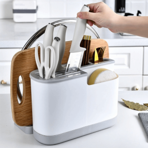 MKEB MALL Large Capacity Multi Kitchen Cutlery Holder Space Saving Waterproof Cutting Board Rack Kitchen Accessories Stable Tableware Storage Shelf Household