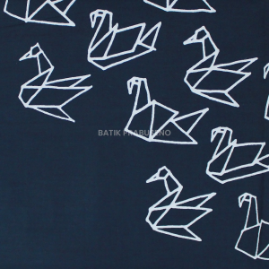 Batik Prabuseno Kain Batik Print Motif Origami Angsa Biru Seri Kalanata
