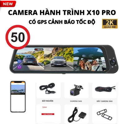 Camera hành trình ô tô X10/X10 Plus XETABON 2K dạng gương chiếu hậu quay đêm rõ nét kết nối điện thoại Bảo Hành 12 Tháng