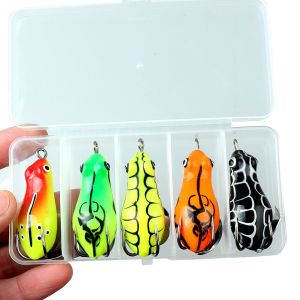 NEXTYOO 5Pcs/Box 5cm 6.8g Soft Frog Lure Upgraded Generation Double Spinner Fishing Lure Portable Soft Material Frog Bait Freshwater Fishing