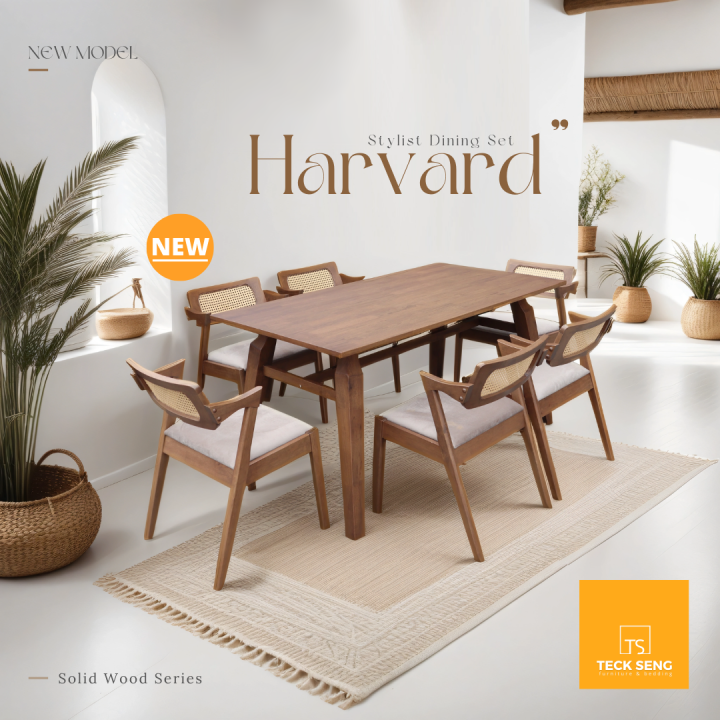 [TECK SENG] Modern Wooden Dining Set/ Solid Rubber Wood/ Ready Stock ...