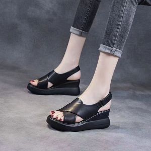 [Free Shipping] Hot-Selling Wedge Heel Fish-Mouth Sandals New Summer Styles Single-Strap Mom Shoes Beach Sandals In Stock