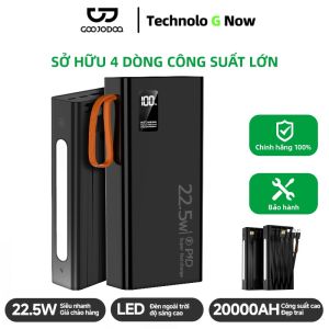 sạc dự phòng GOOJODOQ 20000mAh PD 22.5W sạc nhanh đi kèm 4 dây Đèn pin độ sáng cao Sạc Pin Phụ KiệnPower Bank