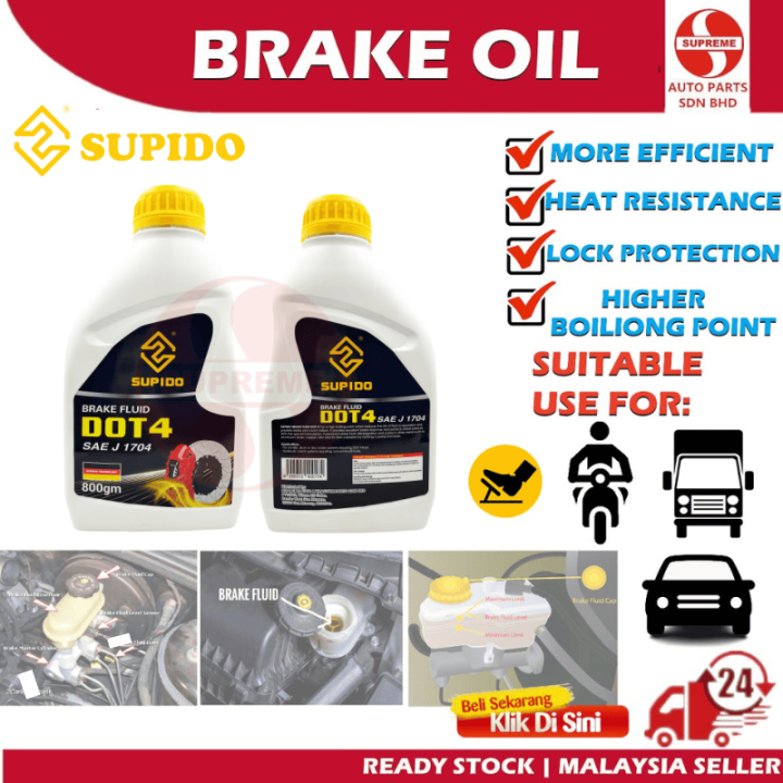 Brake Fluid DOT 4 SAE J 1703/1704 Hi-Brake 400gm/800gm Minyak Brek Putih DOT4 Proton/Perodua/Toyota/Honda/Nissan/Ford