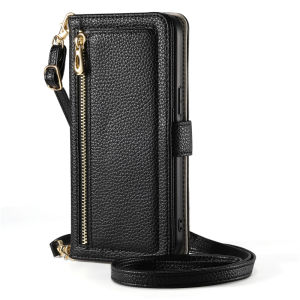 Zipper Coin Card Holder Multi-Purpose Case for Apple 17 Phone Case iPhone Air Luxury Leather Flip Wallet Style iPhone 17 Pro Max Crossbody Lanyard Leather iPhone 12 11 Makeup Mirror
