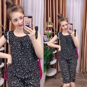 ĐỒ BỘ LỤA LỬNG MẶC NHÀ HỌA TIẾT HOA NHÍ DỄ THƯƠNG GIAO HOA NGẪU NHIÊN CÓ SIZE 40-75KG - LUA22