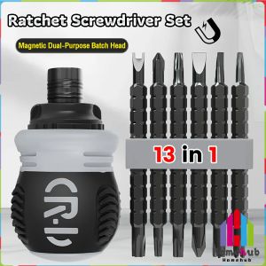 Homehub 13 in 1 Ratchet Screwdriver Set Alloy Steel Magnetic Dual-Purpose Batch Head Telescopic Screwdriver