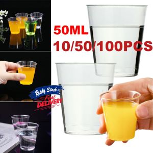 100-700 PCS Mini 50ml Disposable Glass Clear Plastik Cups Plastic shot Cup Transparent Wedding BirthdayParty#20179